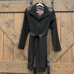 Marc New York Andrew Marc Rain Coat with Leather Accents